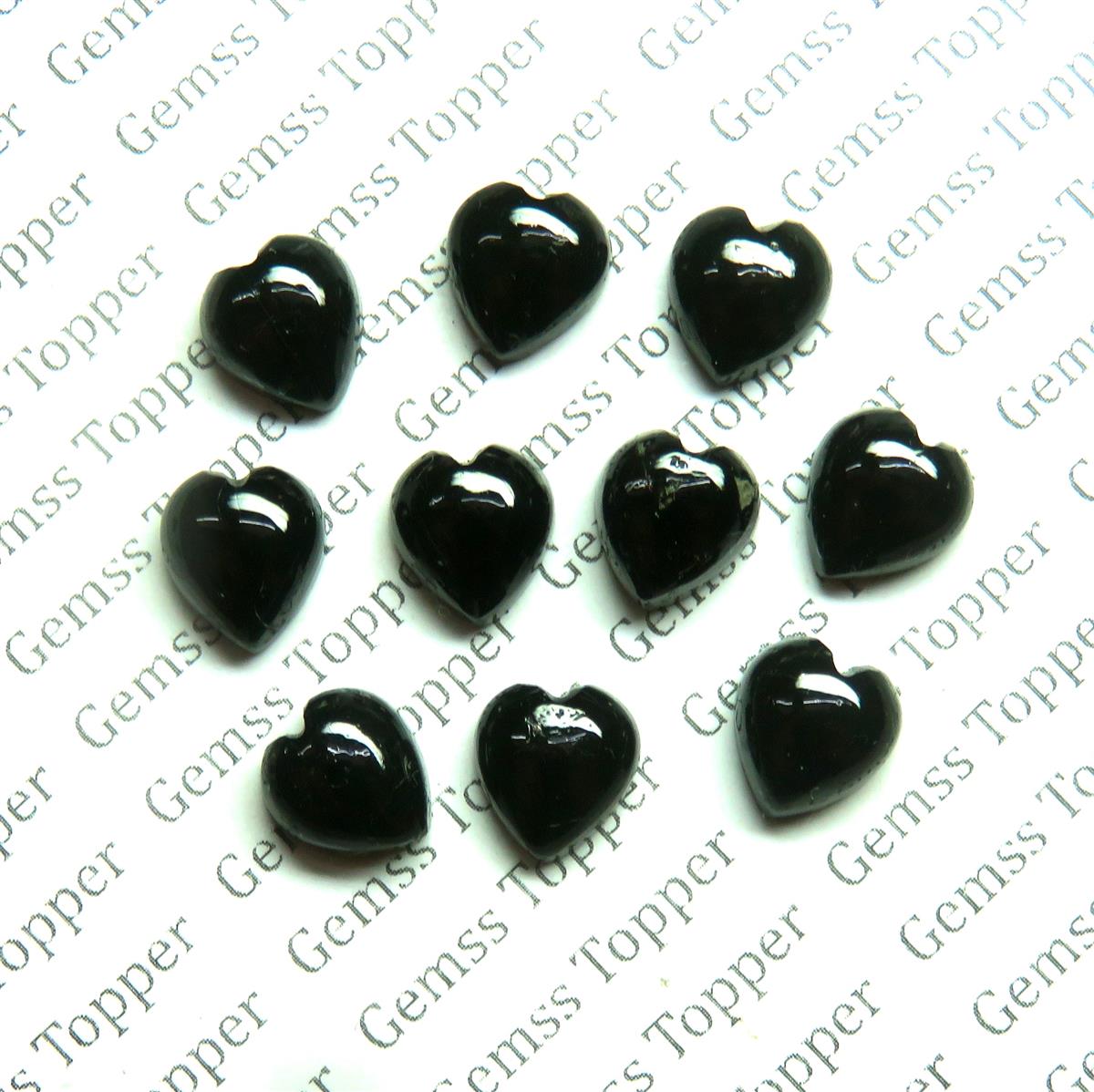 Black Tourmaline 10x10 mm Heart Shape Cabochon